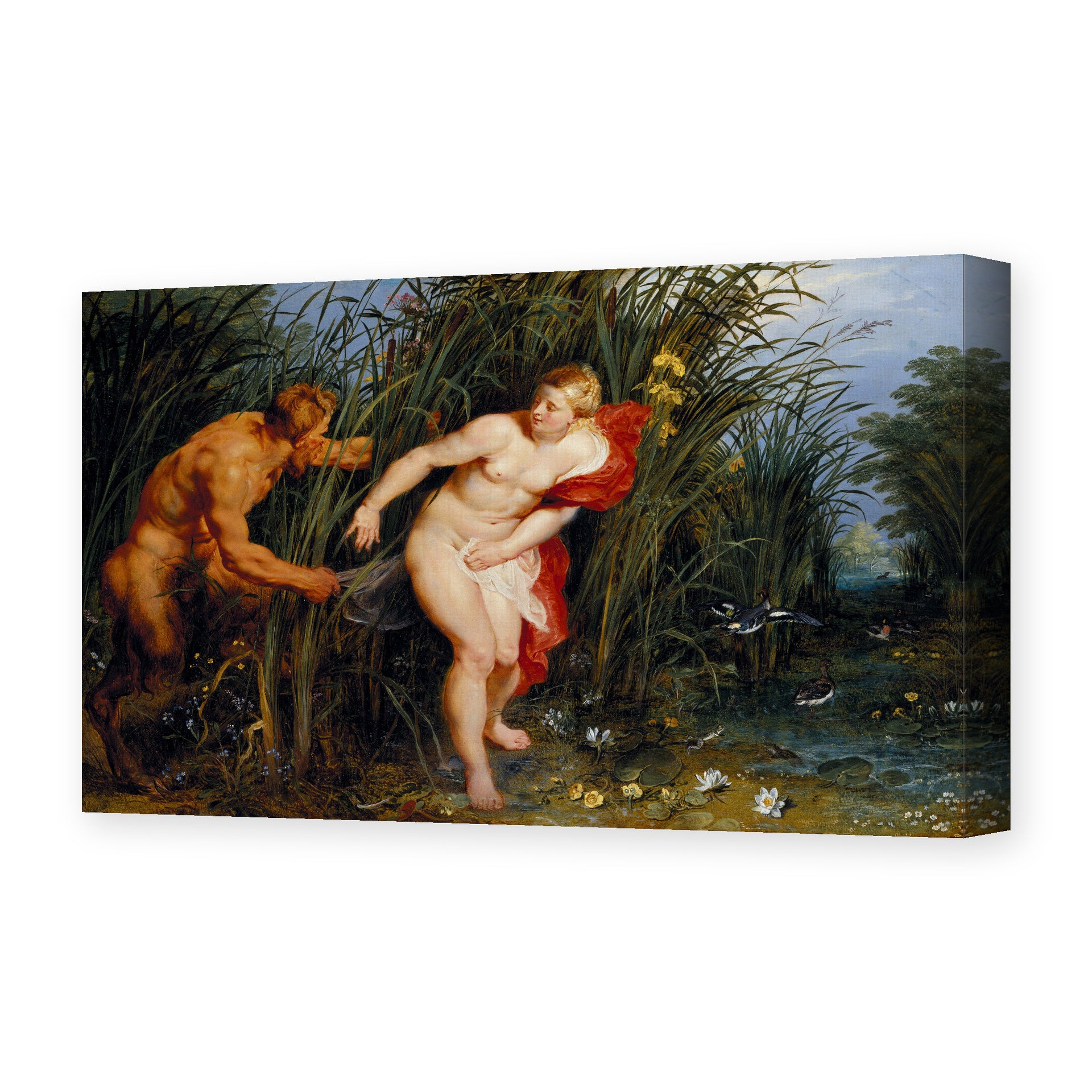 Peter Paul Rubens' 'Pan and Syrinx' painting reproduced as a gallery-wrapped canvas print