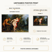 Peter Paul Rubens - Pan and Syrinx poster print size comparison and framing display infographic