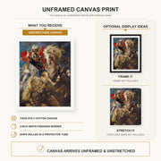 Peter Paul Rubens - Saint George and the Dragon canvas print size comparison and framing display infographic