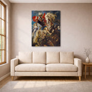 Gallery-wrapped canvas print of Peter Paul Rubens' 'Saint George and the Dragon' displayed on a wall in a living room (image 1 of 2)