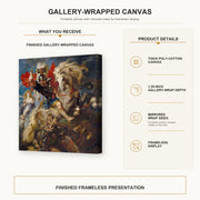 Peter Paul Rubens - Saint George and the Dragon gallery wrap canvas construction and hanging details infographic