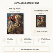 Peter Paul Rubens - Saint George and the Dragon poster print size comparison and framing display infographic