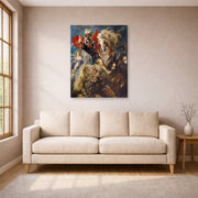 Unframed poster print of Peter Paul Rubens' 'Saint George and the Dragon' displayed on a wall in a living room (image 1 of 2)