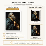 Peter Paul Rubens - Saint Matthias canvas print size comparison and framing display infographic
