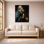 Gallery-wrapped canvas print of Peter Paul Rubens' 'Saint Matthias' displayed on a wall in a living room (image 1 of 2)