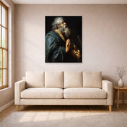 Unframed poster print of Peter Paul Rubens' 'Saint Matthias' displayed on a wall in a living room (image 1 of 2)