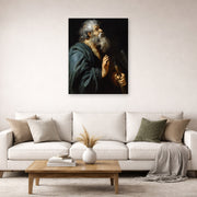 Unframed poster print of Peter Paul Rubens' 'Saint Matthias' displayed on a wall in a living room (image 2 of 2)
