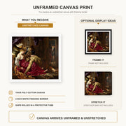 Peter Paul Rubens - Samson and Delilah canvas print size comparison and framing display infographic