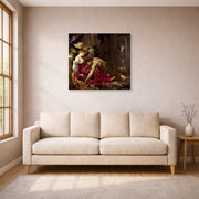 Gallery-wrapped canvas print of Peter Paul Rubens' 'Samson and Delilah' displayed on a wall in a living room (image 1 of 2)