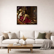 Gallery-wrapped canvas print of Peter Paul Rubens' 'Samson and Delilah' displayed on a wall in a living room (image 2 of 2)