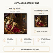 Peter Paul Rubens - Samson and Delilah poster print size comparison and framing display infographic