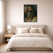 Gallery-wrapped canvas print of Peter Paul Rubens' 'Study of Two Heads' displayed on a wall in a bedroom