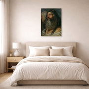 Unframed poster print of Peter Paul Rubens' 'Study of Two Heads' displayed on a wall in a bedroom