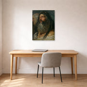 Unframed poster print of Peter Paul Rubens' 'Study of Two Heads' displayed on a wall in an office