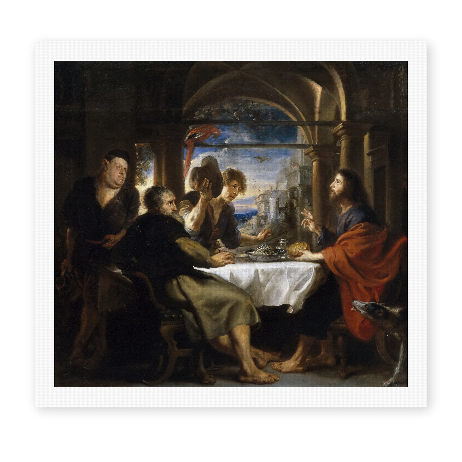 Peter Paul Rubens' 'Supper at Emmaus' painting reproduced as a rolled canvas print