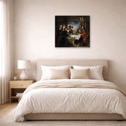 Gallery-wrapped canvas print of Peter Paul Rubens' 'Supper at Emmaus' displayed on a wall in a bedroom