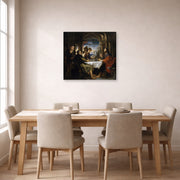 Gallery-wrapped canvas print of Peter Paul Rubens' 'Supper at Emmaus' displayed on a wall in a dining room