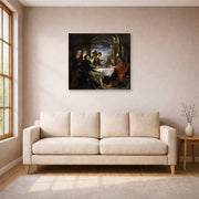 Gallery-wrapped canvas print of Peter Paul Rubens' 'Supper at Emmaus' displayed on a wall in a living room (image 1 of 2)