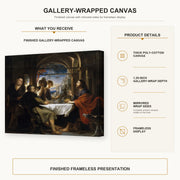Peter Paul Rubens - Supper at Emmaus gallery wrap canvas construction and hanging details infographic