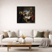 Unframed poster print of Peter Paul Rubens' 'Supper at Emmaus' displayed on a wall in a living room (image 2 of 2)