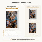 Peter Paul Rubens - The Assumption of the Virgin Mary into Heaven canvas print size comparison and framing display infographic