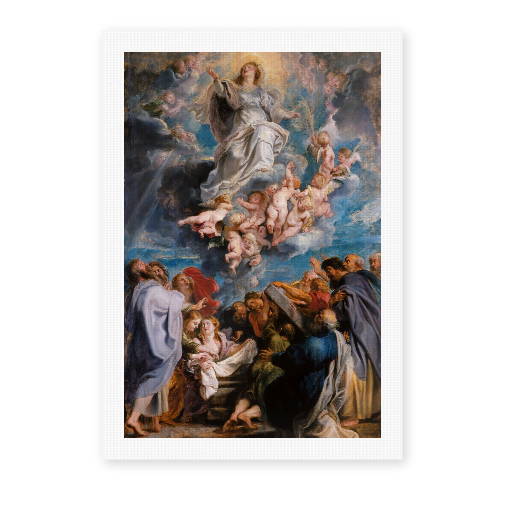 Peter Paul Rubens' 'The Assumption of the Virgin Mary into Heaven' painting reproduced as a rolled canvas print