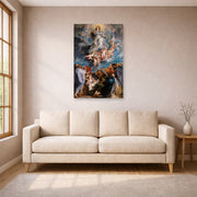 Unframed poster print of Peter Paul Rubens' 'The Assumption of the Virgin Mary into Heaven' displayed on a wall in a living room (image 1 of 2)