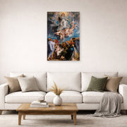 Unframed poster print of Peter Paul Rubens' 'The Assumption of the Virgin Mary into Heaven' displayed on a wall in a living room (image 2 of 2)