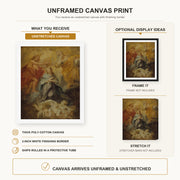 Peter Paul Rubens - The Coronation of the Virgin canvas print size comparison and framing display infographic
