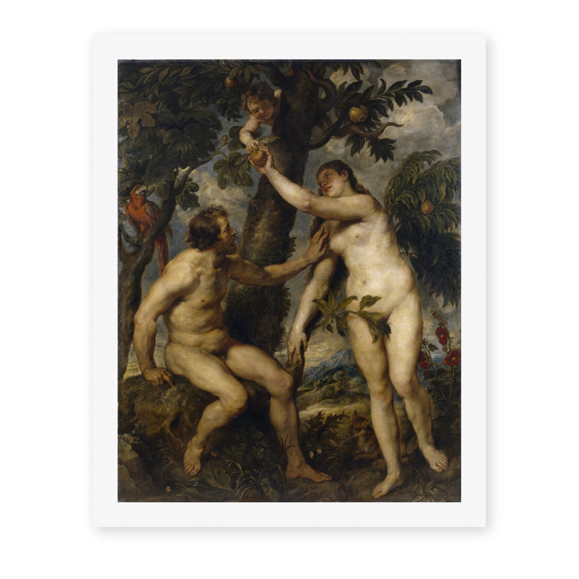 Peter Paul Rubens' 'The Fall of Man' painting reproduced as a rolled canvas print