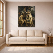 Gallery-wrapped canvas print of Peter Paul Rubens' 'The Fall of Man' displayed on a wall in a living room (image 1 of 2)