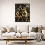Gallery-wrapped canvas print of Peter Paul Rubens' 'The Fall of Man' displayed on a wall in a living room (image 2 of 2)