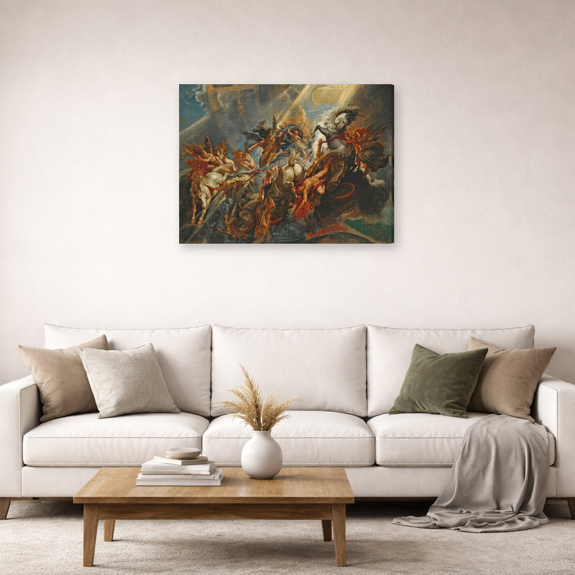 Gallery-wrapped canvas print of Peter Paul Rubens' 'The Fall of Phaeton' displayed on a wall in a living room (image 2 of 2)