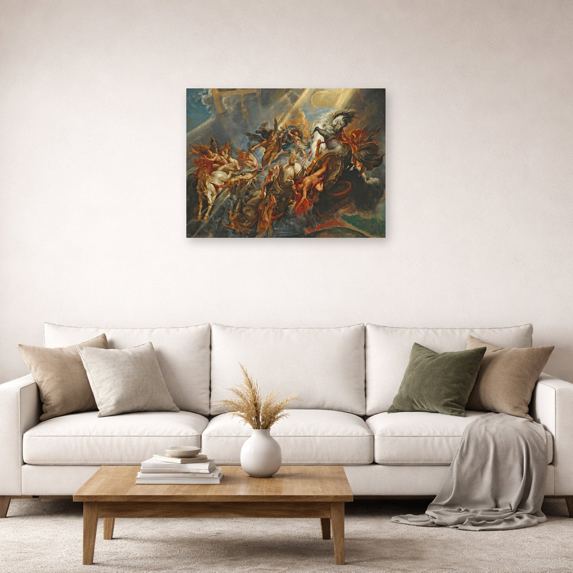 Unframed poster print of Peter Paul Rubens' 'The Fall of Phaeton' displayed on a wall in a living room (image 2 of 2)
