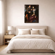 Gallery-wrapped canvas print of Peter Paul Rubens' 'The Honeysuckle Bower' displayed on a wall in a bedroom