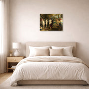 Unframed poster print of Peter Paul Rubens' 'The Judgement of Paris' displayed on a wall in a bedroom