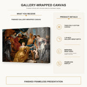 Peter Paul Rubens - The Judgement of Solomon gallery wrap canvas construction and hanging details infographic