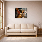 Unframed poster print of Peter Paul Rubens' 'The Judgement of Solomon' displayed on a wall in a living room (image 1 of 2)