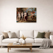 Gallery-wrapped canvas print of Peter Paul Rubens' 'The Judgment of Paris (1636)' displayed on a wall in a living room (image 2 of 2)