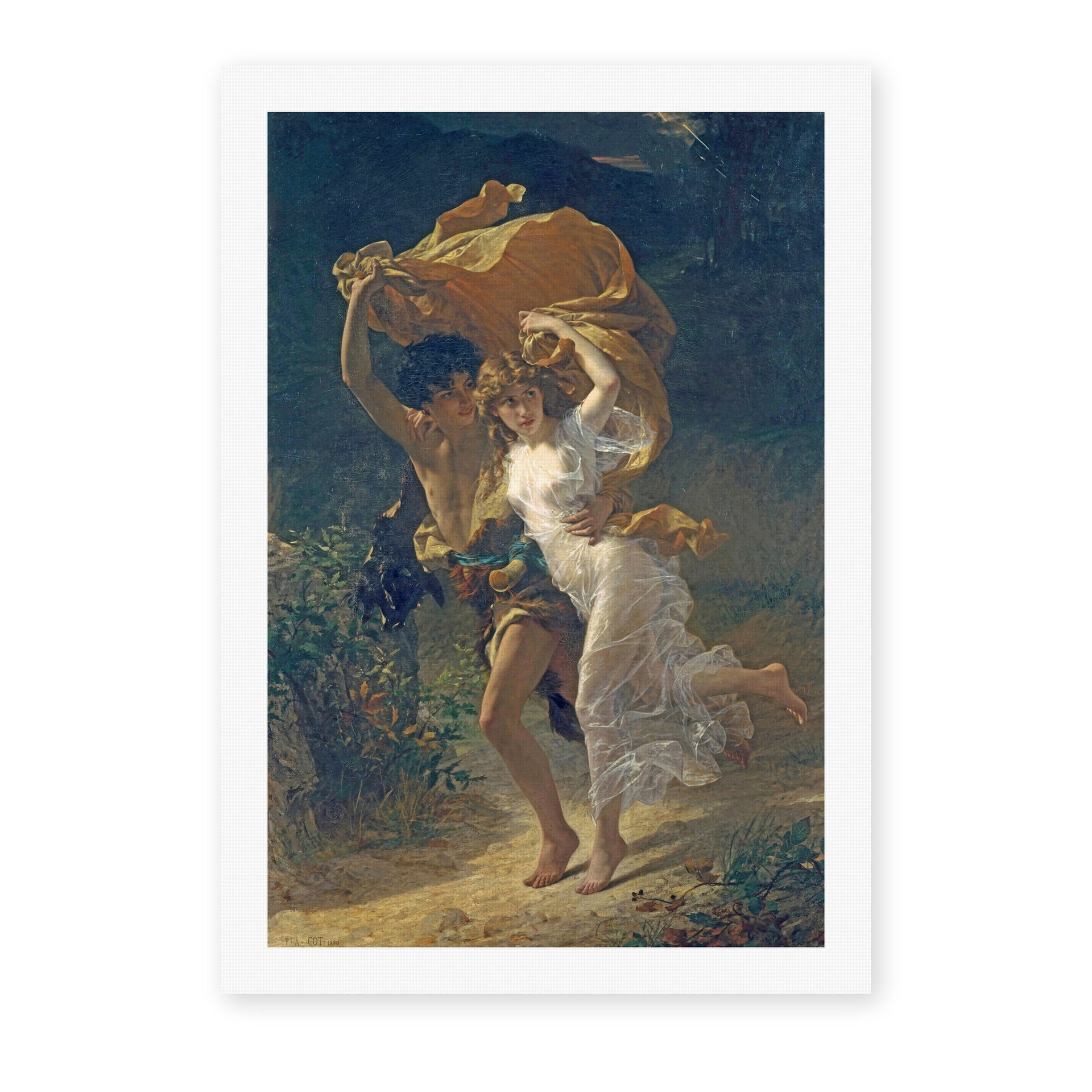 Pierre-Auguste Cot's 'The Storm' painting reproduced as a rolled canvas print