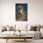 Gallery-wrapped canvas print of Pierre-Auguste Cot's The Storm displayed on a wall in a living room