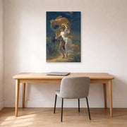 Gallery-wrapped canvas print of Pierre-Auguste Cot's The Storm displayed on a wall in a office