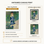 Pierre-Auguste Renoir - A Girl with a Watering Can canvas print size comparison and framing display infographic