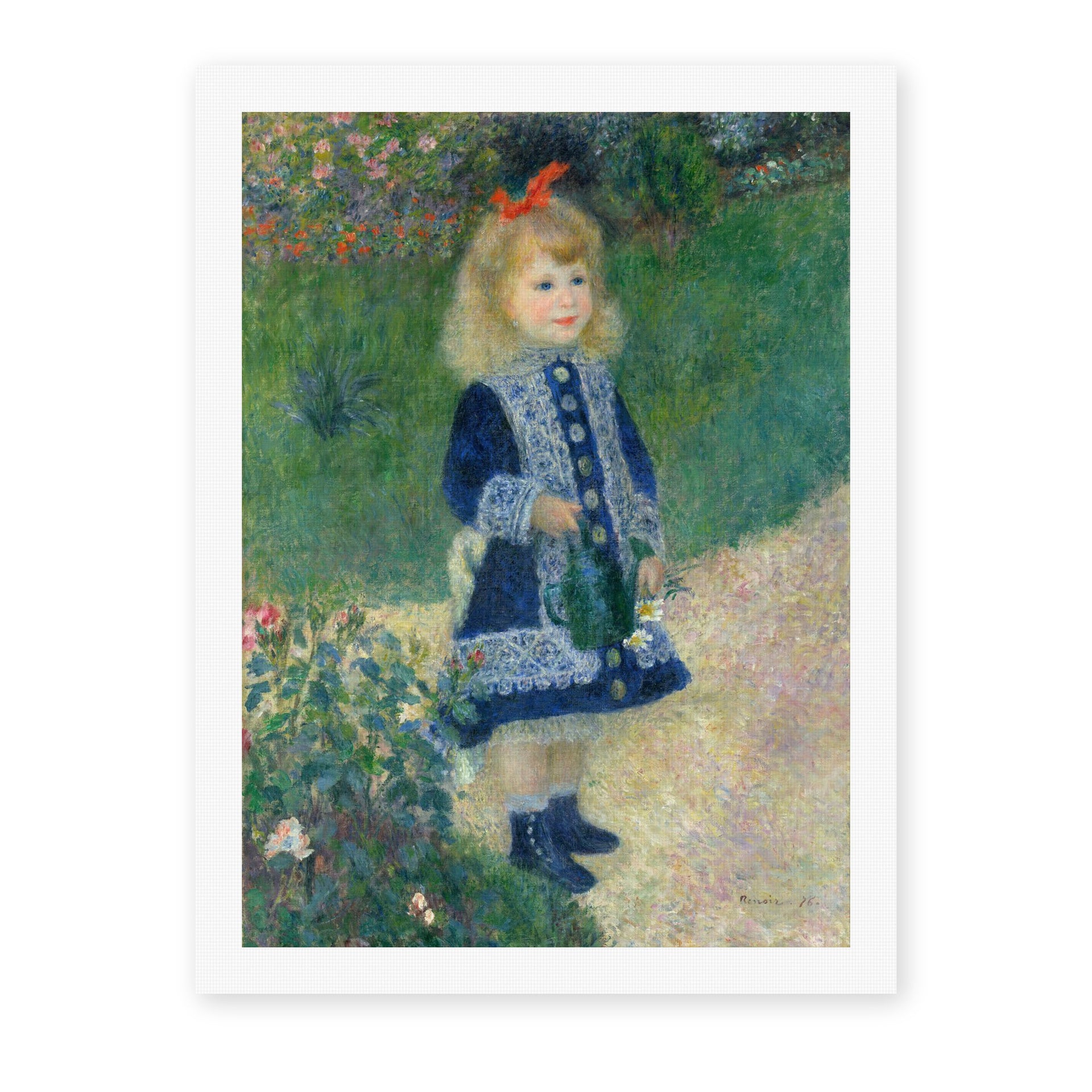 Pierre-Auguste Renoir's 'A Girl with a Watering Can' painting reproduced as a rolled canvas print