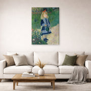 Gallery-wrapped canvas print of Pierre-Auguste Renoir's A Girl with a Watering Can displayed on a wall in a living room
