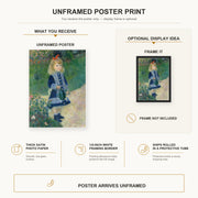 Pierre-Auguste Renoir - A Girl with a Watering Can poster print size comparison and framing display infographic