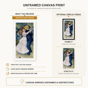 Pierre-Auguste Renoir - Dance at Bougival canvas print size comparison and framing display infographic