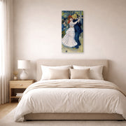 Gallery-wrapped canvas print of Pierre-Auguste Renoir's Dance at Bougival displayed on a wall in a bedroom