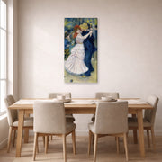 Gallery-wrapped canvas print of Pierre-Auguste Renoir's Dance at Bougival displayed on a wall in a dining room