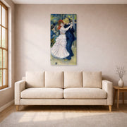 Gallery-wrapped canvas print of Pierre-Auguste Renoir's Dance at Bougival displayed on a wall in a living room